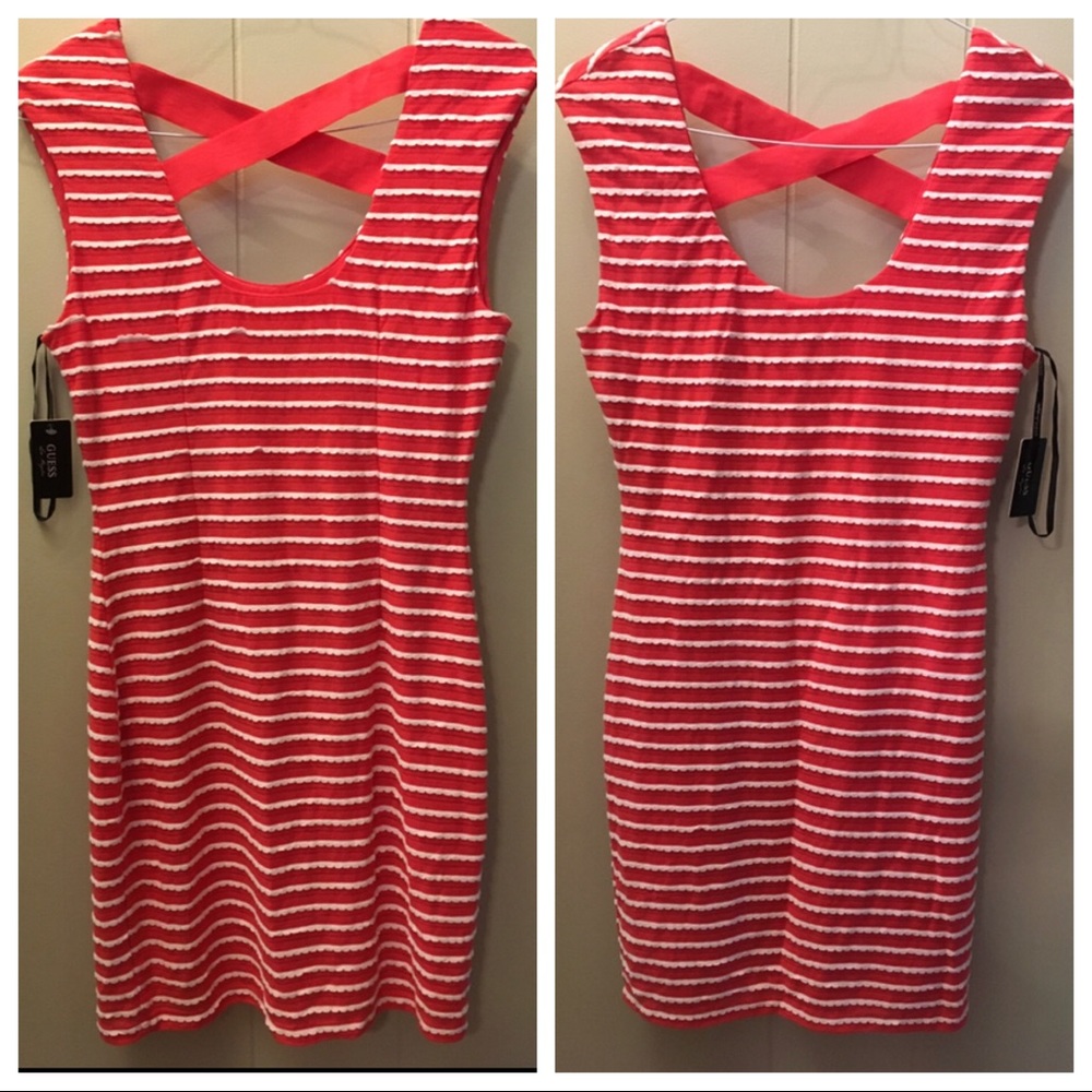Guess Sleeveless Dress Pink/White NEW